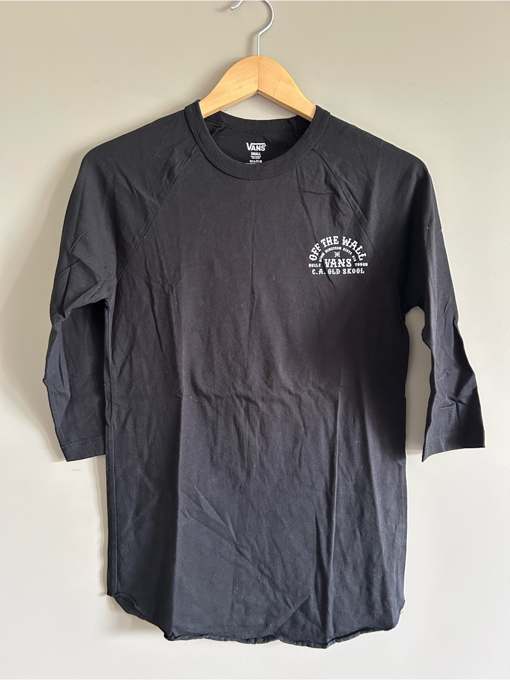 Vans Black Raglan Long Sleeve 'Off The Wall' Tee